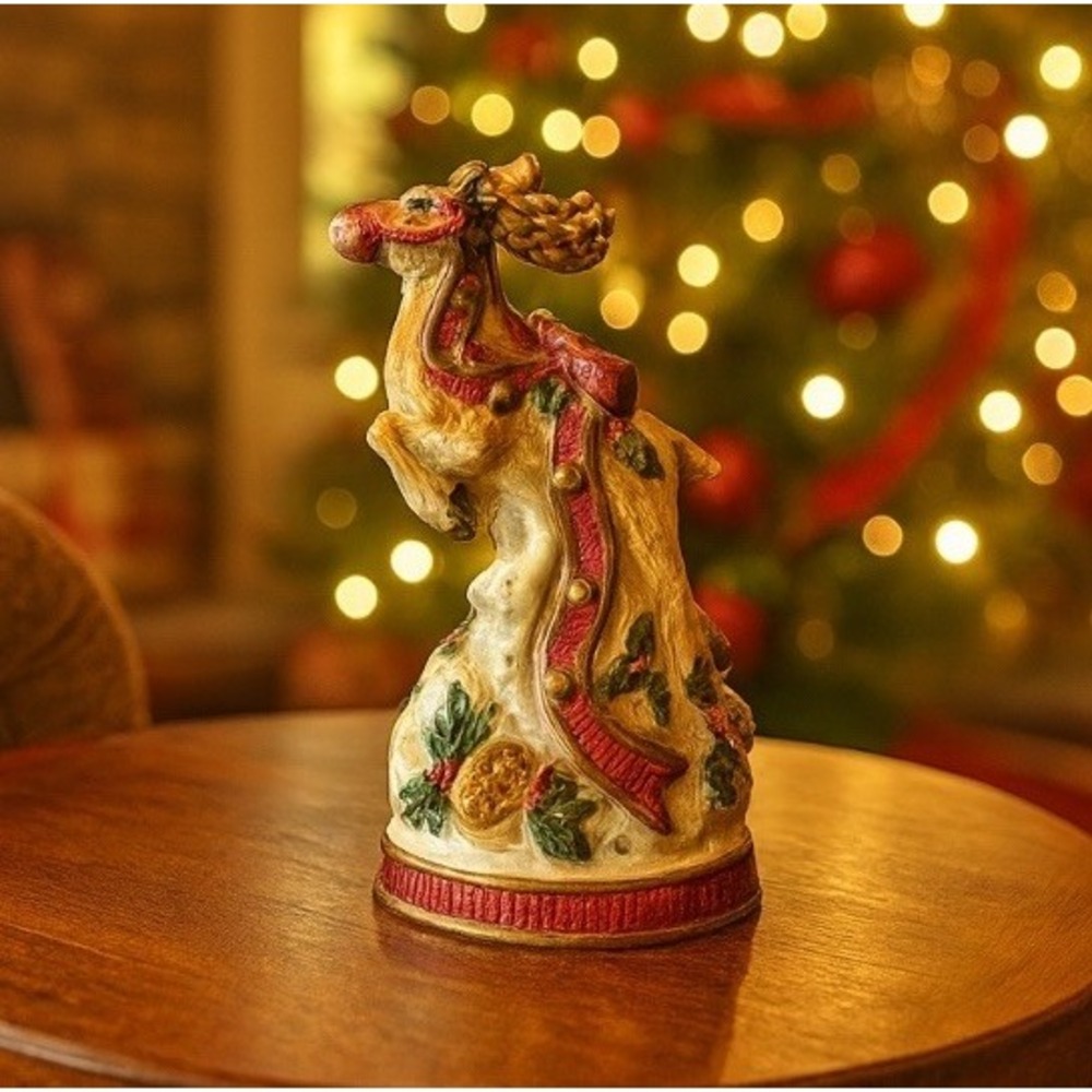RARE‎ VTG 1993 Fitz & Floyd Heirloom Collection Reindeer Bell Christmas Decor